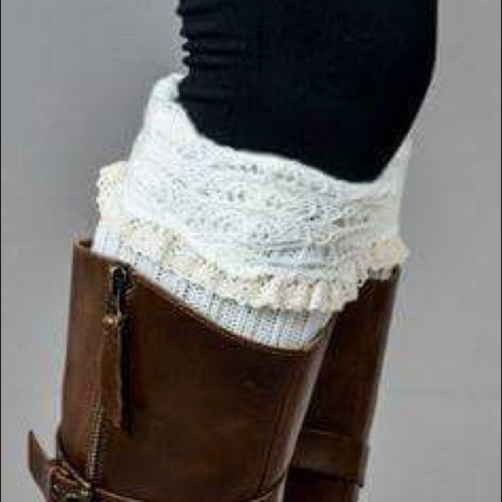 Ivory Lace Foldover Boot Cuffs